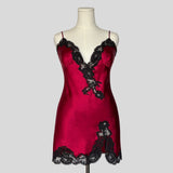 Sweetheart plunging lace trim slip dress