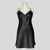 Silky lace trim slip dress