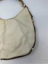 YSL Mombasa Logo Shoulder Horn Bag in Beige/Gold
