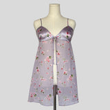 Floral split front mini dress in lilac cherry blossom