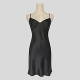 Backless silk slip in black