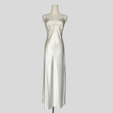 Pearl embellished silky gown