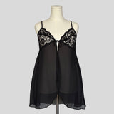 Sheer lace flyaway split front chemise