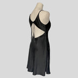 Backless silk slip in black