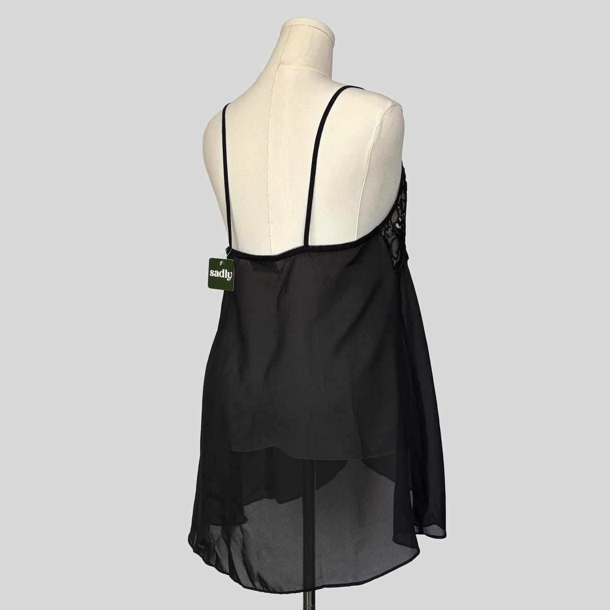 Sheer lace flyaway split front chemise