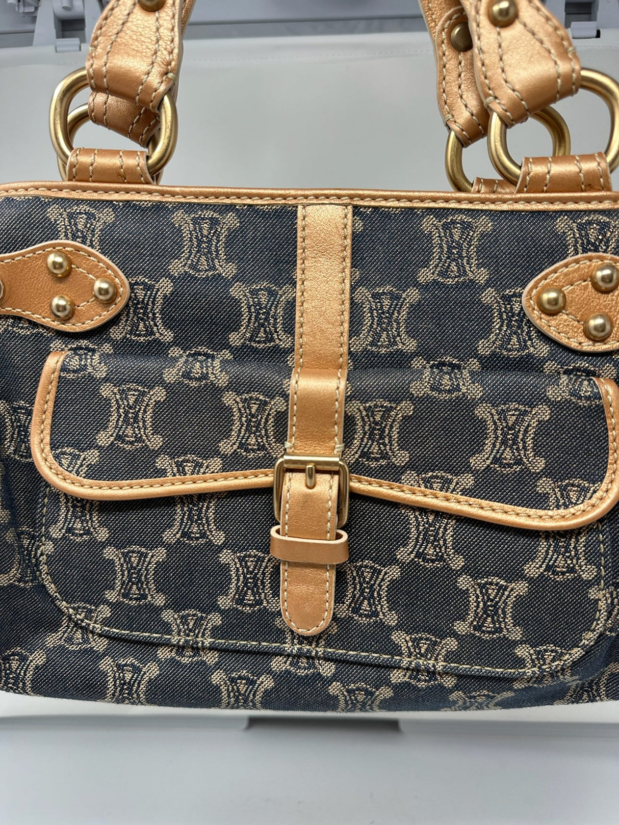 Celine Macadam Denim and Leather