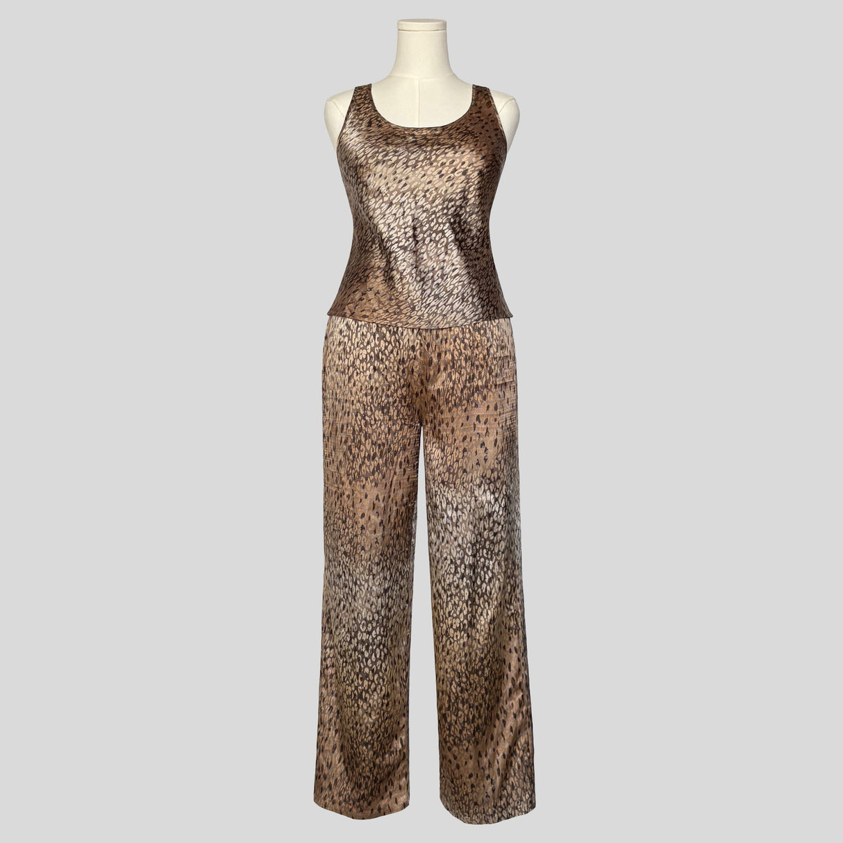 Silky animal print pajama set