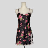 Floral lace trim slip dress