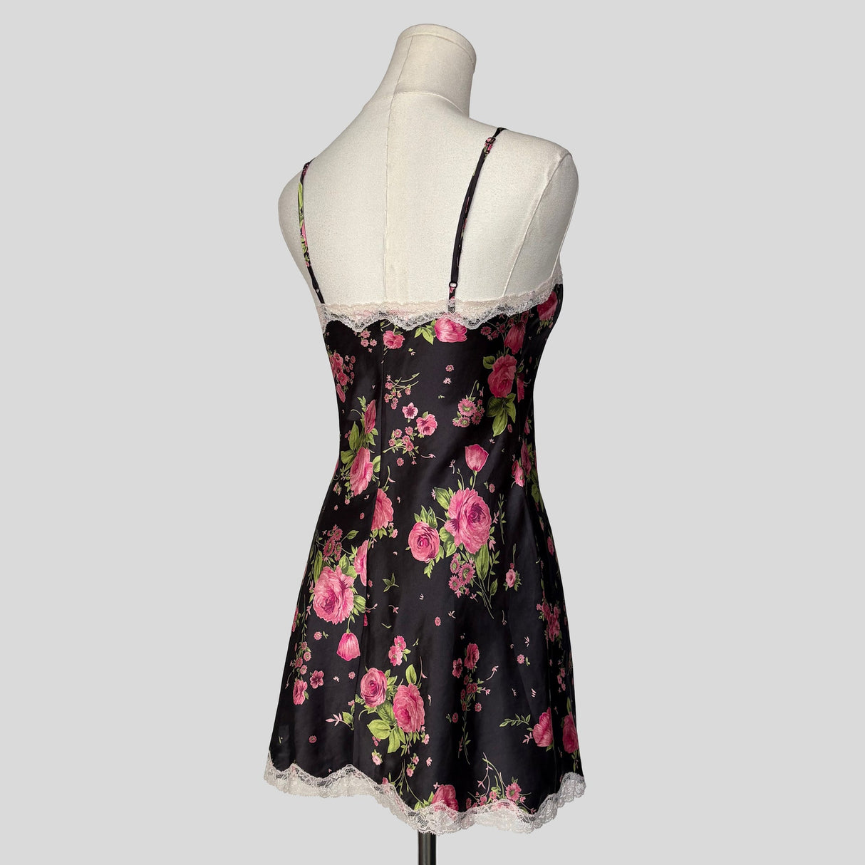 Floral lace trim slip dress