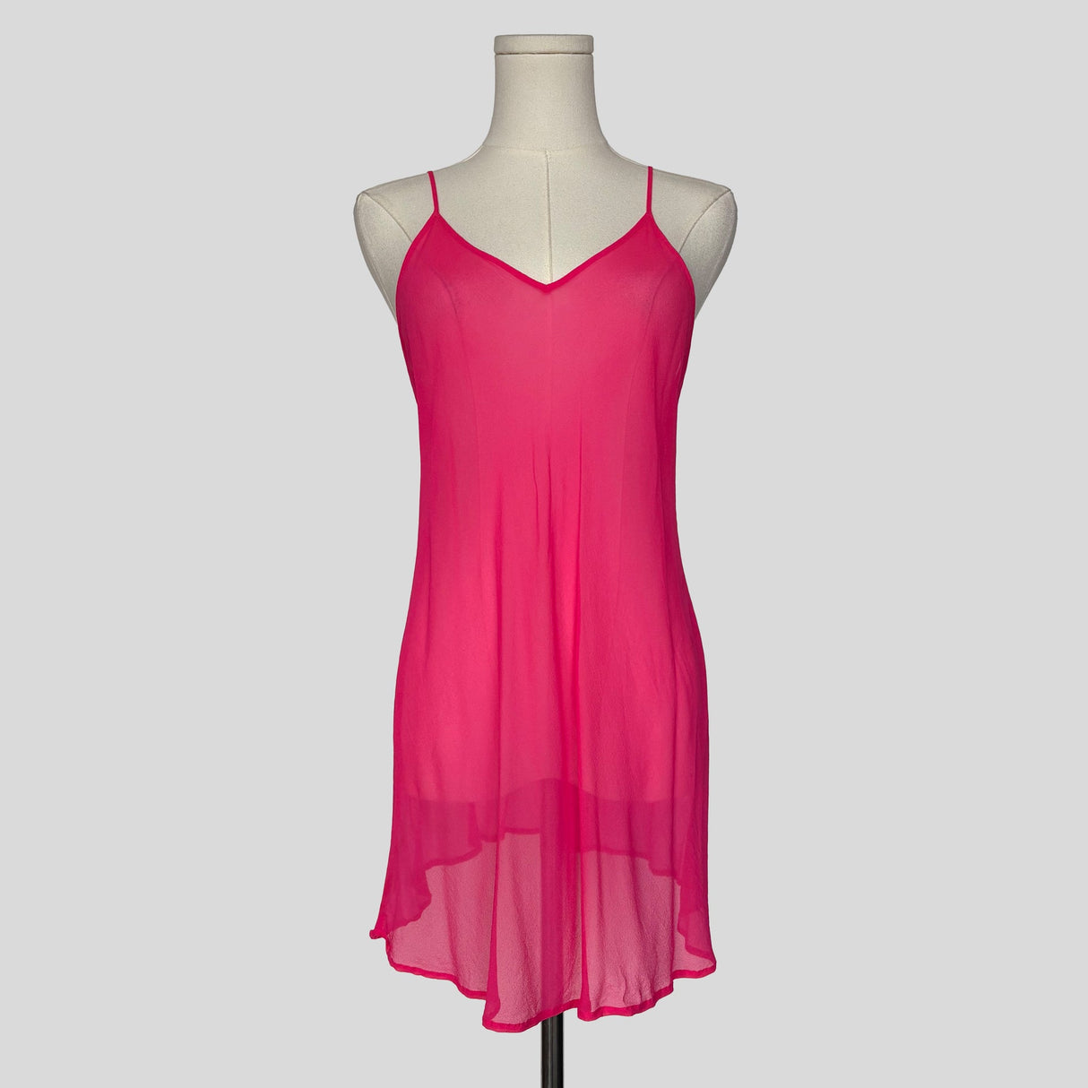 Sheer mesh slip dress in hot pink