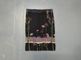 Black Floral Beaded Crinkle Midi Skirt