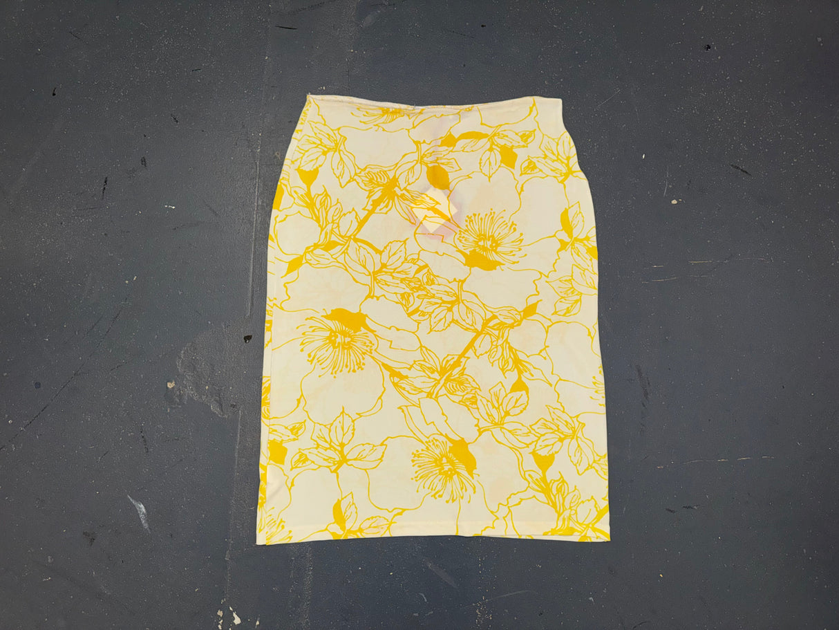 ANNA MOLINARI White and Yellow Floral Print Midi Skirt