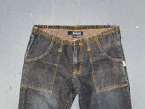 MORGAN DE TOI Dark Flare Jeans with Floral Embroidery