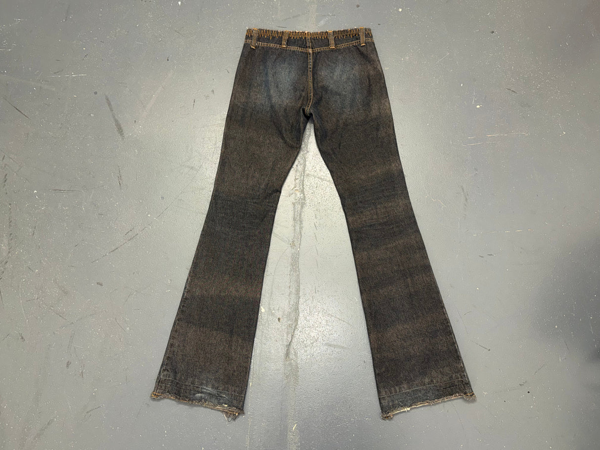 MORGAN DE TOI Dark Flare Jeans with Floral Embroidery