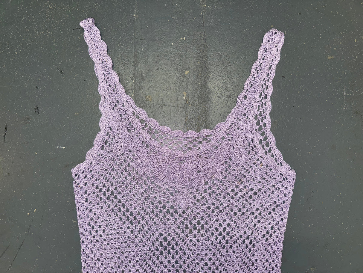 Lavender Crochet Knit Sleeveless Top