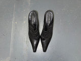 VIA SPIGA Black Leather Heeled Mules US 6