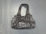 Dark Grey Leather Shoulder Bag