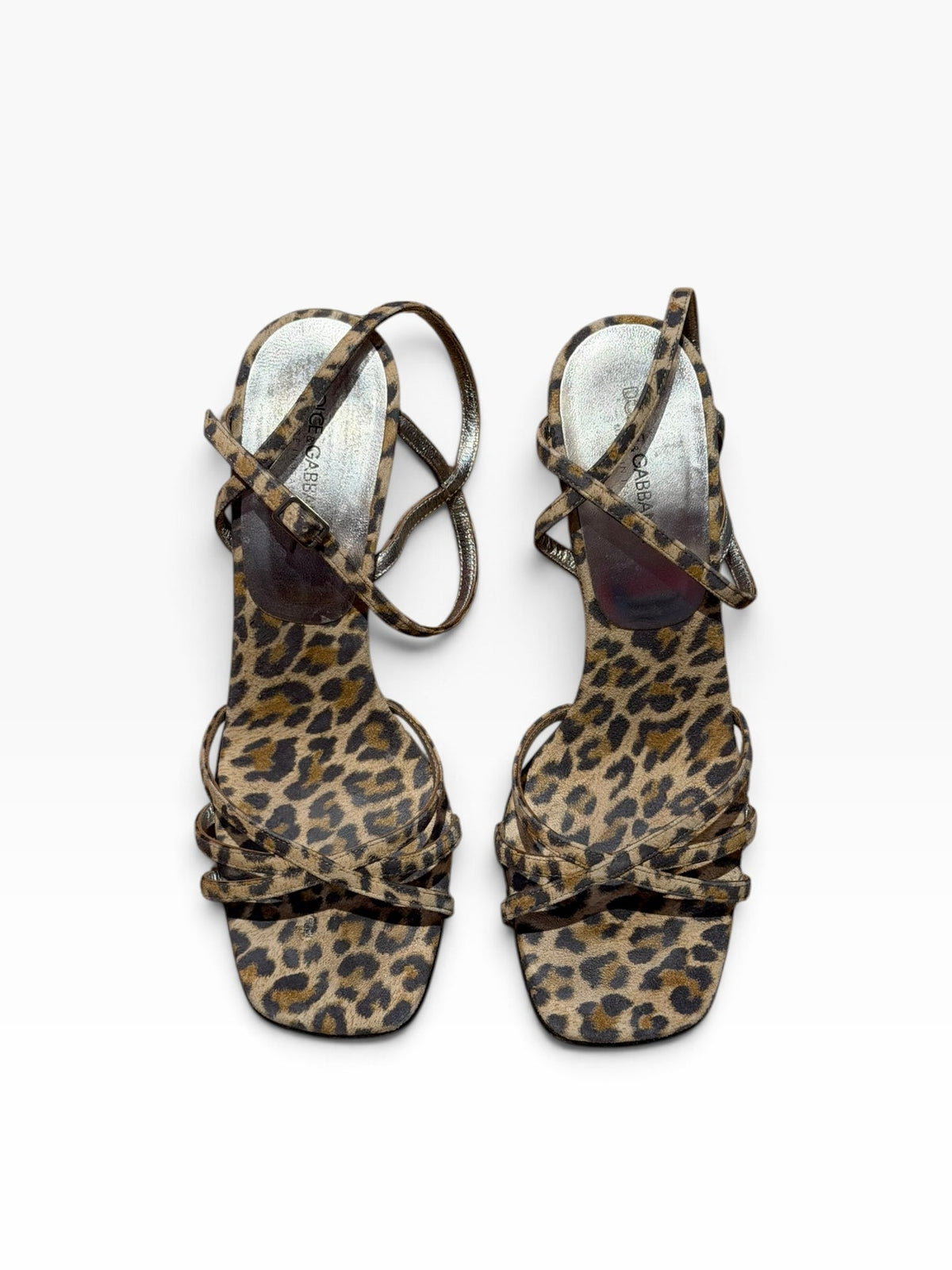 Dolce & Gabbana leopard print suede strappy heels (38)