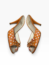 Moschino cheap and chic orange and white heart polka dot bow mules (37.5)