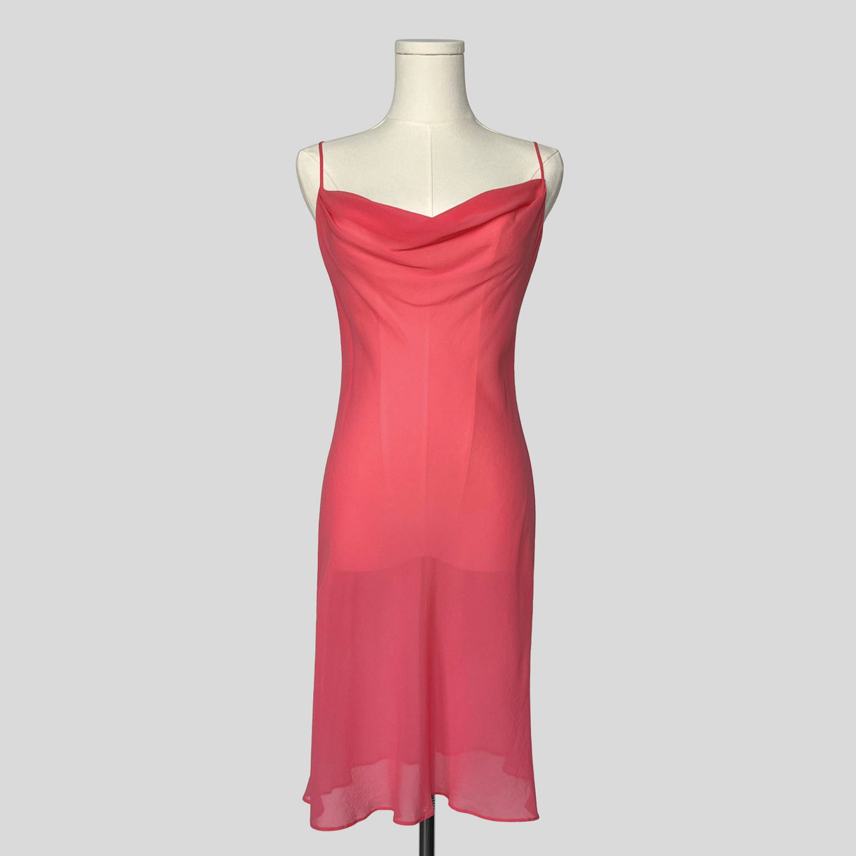 Sheer mesh slip dress in hot pink