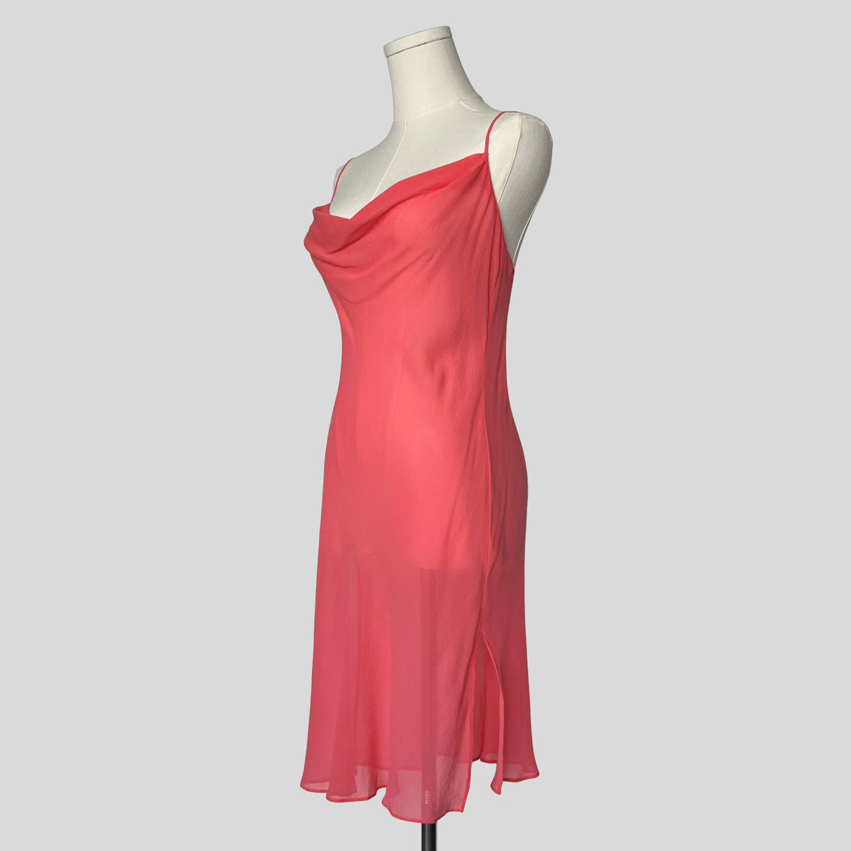 Sheer mesh slip dress in hot pink