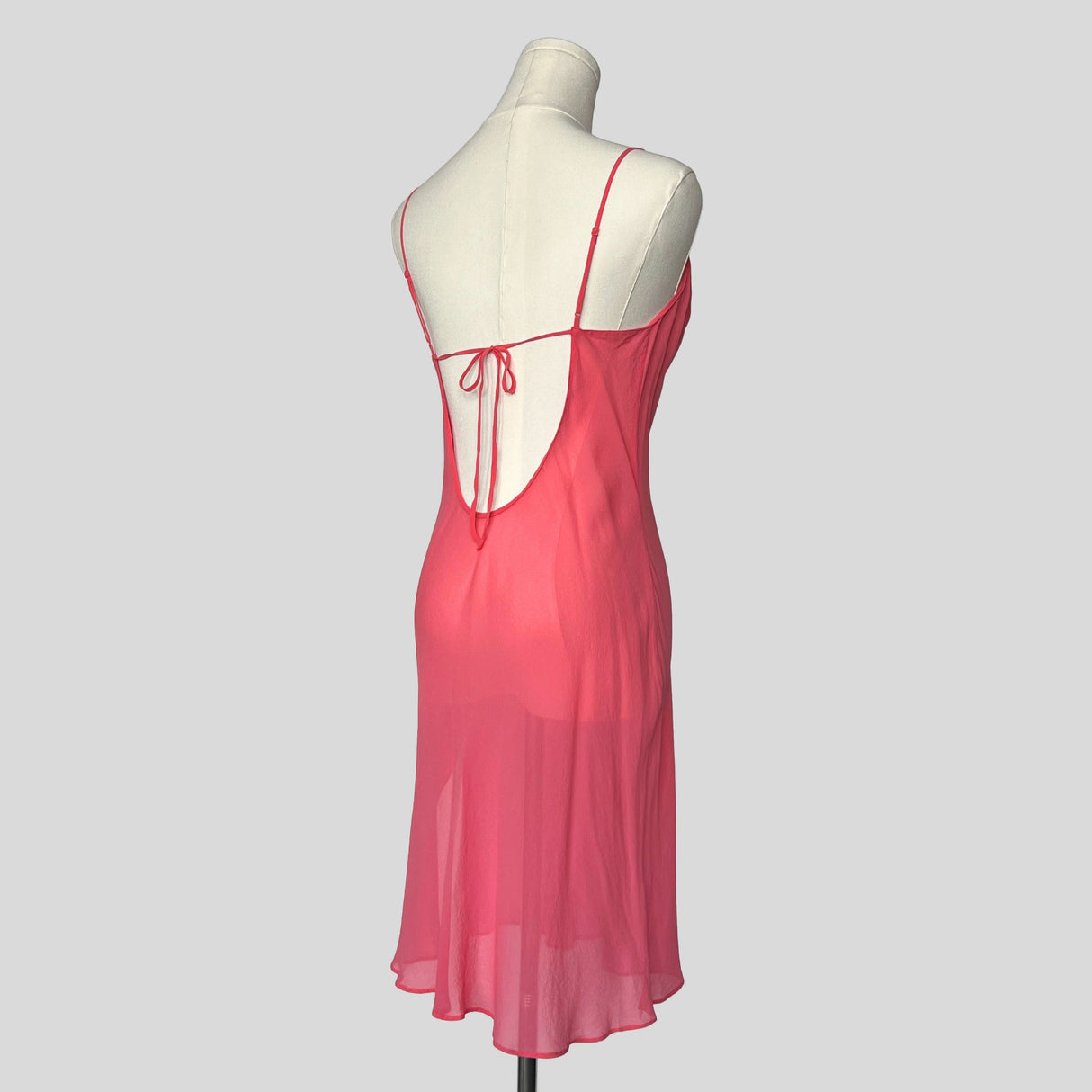 Sheer mesh slip dress in hot pink