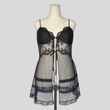 Sheer lace split front slip