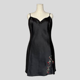 Silky rose embroidered slip dress