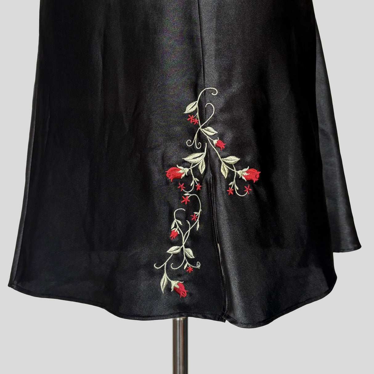 Silky rose embroidered slip dress