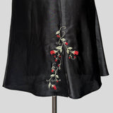 Silky rose embroidered slip dress