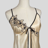 Flower trim split front babydoll dress with matching panties