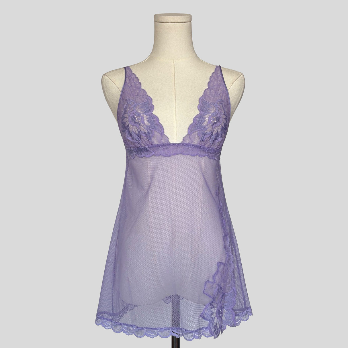 Lilac sheer lace trim chemise