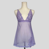 Lilac sheer lace trim chemise