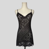 Sheer patterned mesh lace trim chemise