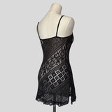 Sheer patterned mesh lace trim chemise
