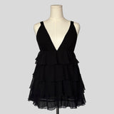 Ruffled plunging neckline mini dress