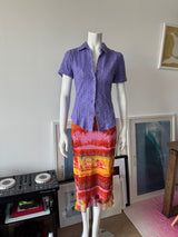TESSUTO Orange and Pink Printed Midi Skirt