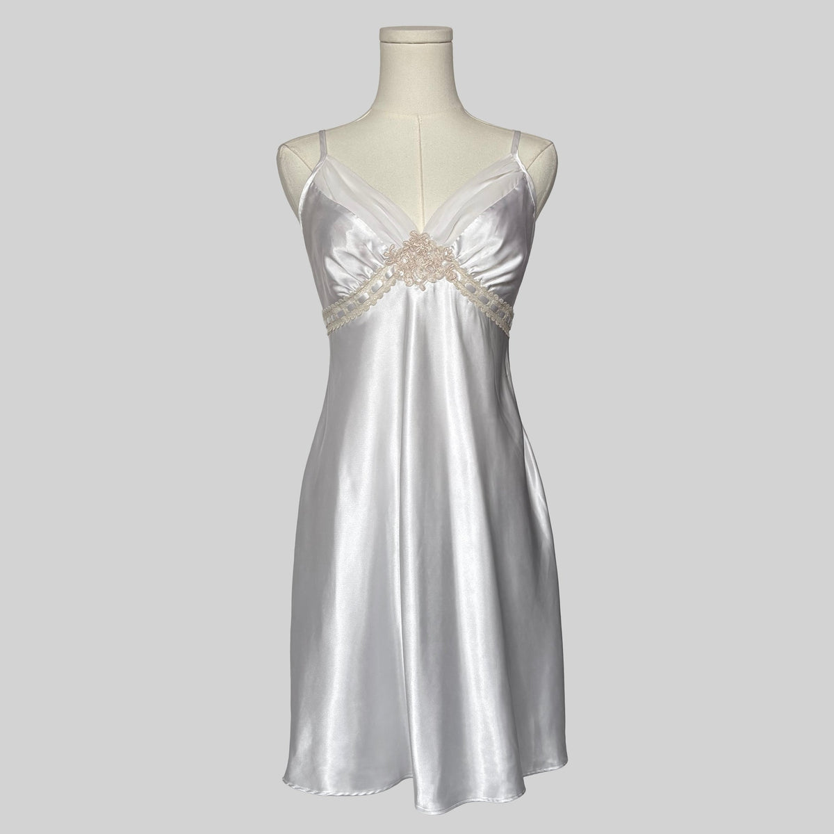 Silky ribbon laced slip dress
