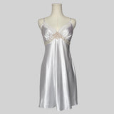 Silky ribbon laced slip dress