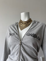 DOLCE & GABBANA Grey Zip Up Hoodie
