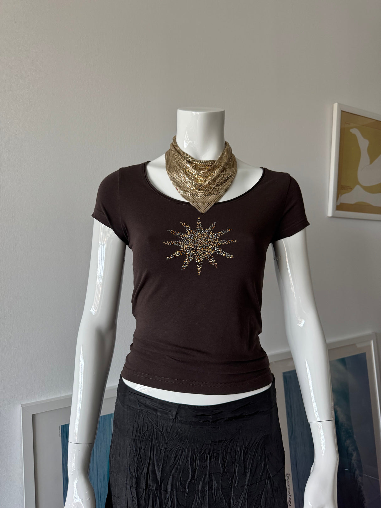 ESCADA SPORT Brown Studded Baby Tee