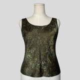 Silky tank top in green print