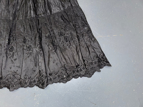 VERTIGO Black Crinkle Beaded Midi Skirt