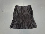 BLUMARINE Black Silk Ruffle Midi Skirt