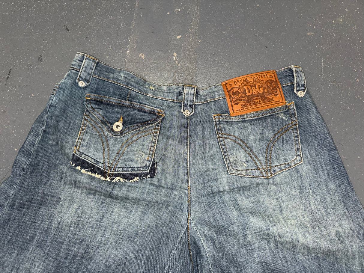 DOLCE & GABBANA Washed Denim Wide Leg Shorts