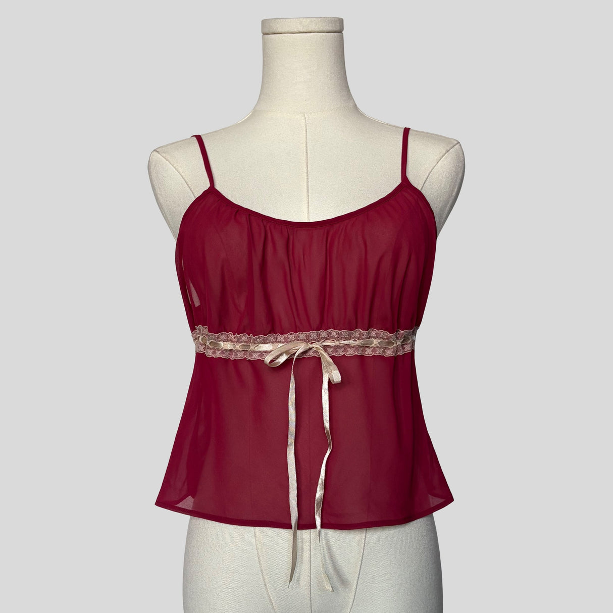 Sheer milkmaid ribbon laced cami
