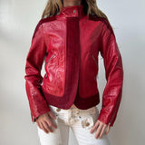 Italian Red Pony Hair Leather Moto Jacket