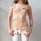 French Gold Lace Up Bustier Tank