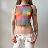 Romeo Gigli Rainbow Mesh Sheer Tank
