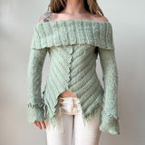 Zone Bleue Mint Asymmetrical Fairy Sweater